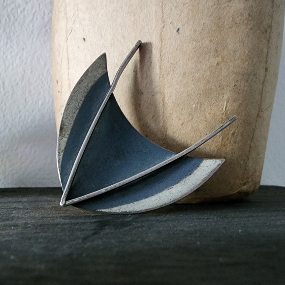 Abstract Modernist Sterling "Star Trek" Brooch By Jewelart - Picture 1 of 5